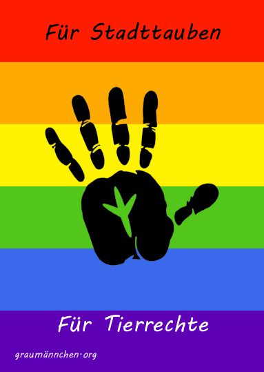 Aufkleber F&uuml;r Stadttauben. F&uuml;r Tierrechte.Pride